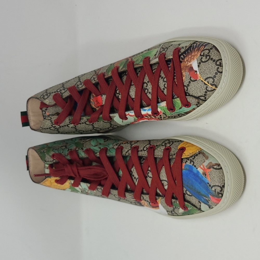 Gucci Unisex Coated Canvas High Top Sneaker Men's Size 5 G Women 9 - Picture 2 of 10